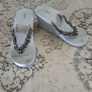 La Vie En Rose Aqua Wedge Sandals Size 5